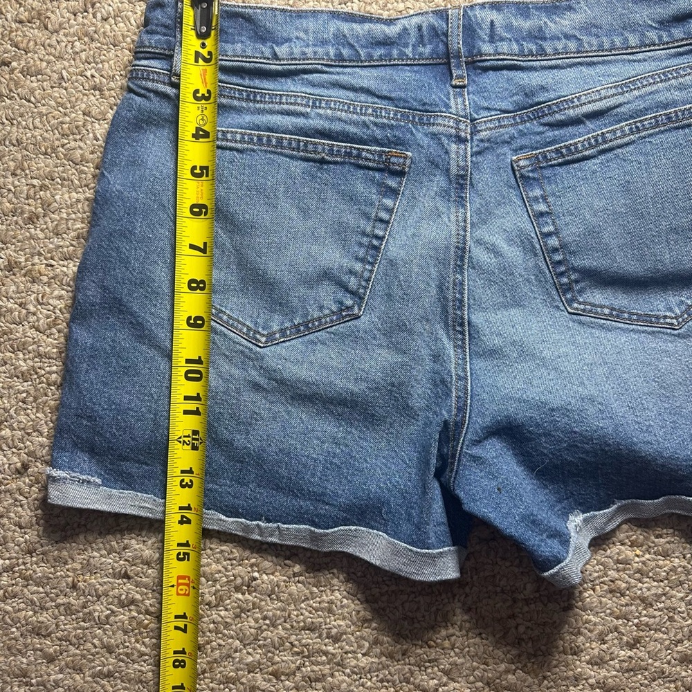 Loft Made & Loved Stretch High Rise Blue Denim Cuffed Shorts Womens Size 12 - Picture 4 of 6